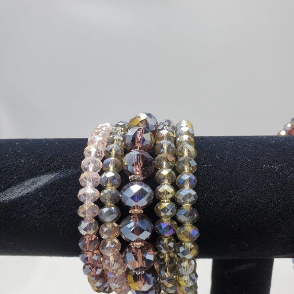 2 for $30 Ali Khan crystal 5 row gold tone and silver tone wrap coil bracelet - Picture 7 of 8